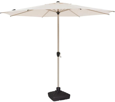 Tuin parasol Sierra - D300 cm - creme wit - kantelbaar - incl parasolvoet