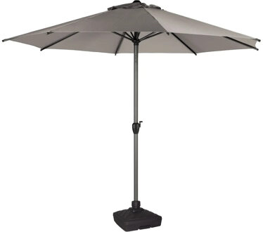 Tuin parasol Sierra - D300 cm - taupe - kantelbaar - incl parasolvoet