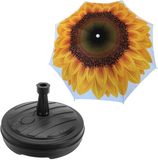 Tuin parasol Zonnebloem - met vulbare parasolvoet in antraciet - doek geel - D180 cm - polyester