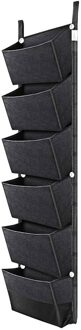 Tuin Planting Bag Pocket Muur Gemonteerde Verticale Vilt Planting Bag 6 Zakken Opknoping Indoor Bloempot Planten Kan Behouden Vocht zwart