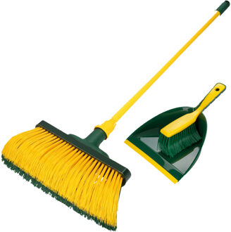 Tuin schoonmaak set klauwstoffer en blik en klauwbezem 140 cm - Bezem Multikleur
