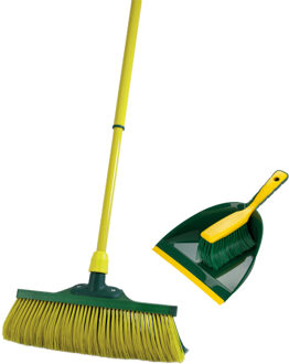 Tuin schoonmaak set klauwstoffer en blik en klauwbezem 140 cm - Bezem Multikleur