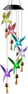 Tuin Slaapkamer Home Decor Solar Wind Chime Kleur Veranderende Outdoor Waterdichte Opknoping Yard Woonkamer 6 Bells Patio Party Hummingbird