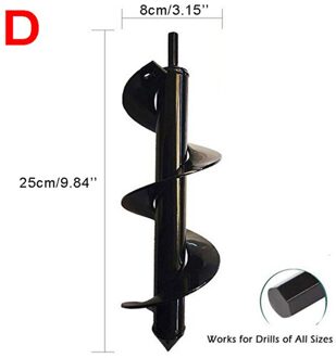 Tuin Spiraal Boor Set Antislip Hex Drive Hex Shaft Boor Post Bodem Cultivator Plantgat Digger tool 8x25cm