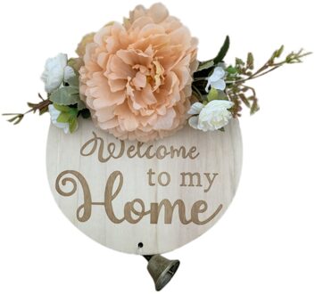 Tuin Welkom Teken Hout Bloem Krans Lente Bruiloft Opknoping Voordeur Teken Welkom Muur Teken Thuis Hanger Decoratie