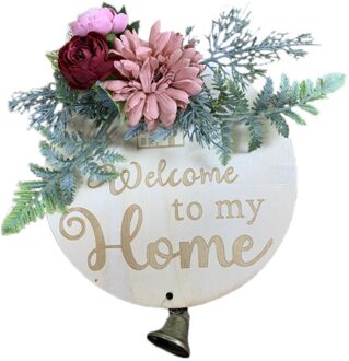 Tuin Welkom Teken Hout Bloem Krans Lente Bruiloft Opknoping Voordeur Teken Welkom Muur Teken Thuis Hanger Decoratie