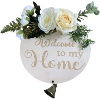 Tuin Welkom Teken Hout Bloem Krans Lente Bruiloft Opknoping Voordeur Teken Welkom Muur Teken Thuis Hanger Decoratie