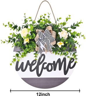 Tuin Welkom Teken Hout Bloem Krans Lente Bruiloft Opknoping Voordeur Teken Welkom Muur Teken Thuis Hanger Decoratie