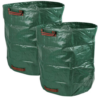 Tuinafvalzak - 2x - opvouwbaar - groot formaat - groen - 272 liter - bladeren opruimen