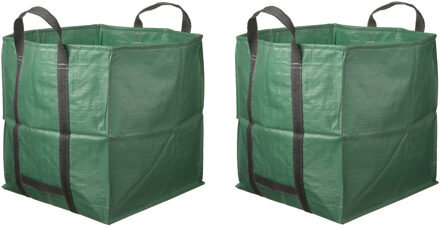 Tuinafvalzak - 2x - vierkant - opvouwbaar - groen - 252 liter - tuinonderhoud