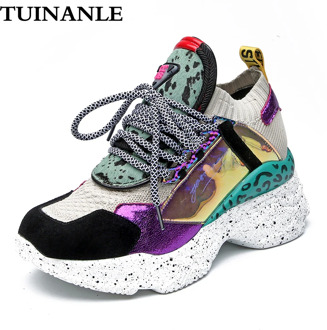 TUINANLE 2020 New Sneakers Women 35-42 Platform White Sneakers Horsehair Shoes Casual Boots Breathable Soft Woman Chunky Shoes