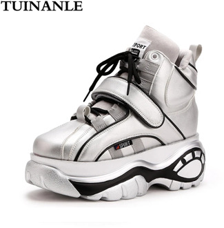 TUINANLE 2020 Platform Sneakers Autumn Women Fashion Chunky Sneakers Female Black Silver Sneakers Wedges Shoes Women High Top