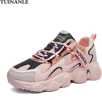 TUINANLE Chunky Sneakers 2020 Women Female Fashion Sneakers Lace-up Basket Femme Dad Platform Breathable Mesh Sneakers for Women