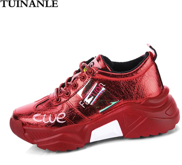 TUINANLE Shoes for Women Sneakers Sexy Symphony PU Leather Patchwork Wedge Casual Ladies Sneaker Bling Sewing Zapatos Para Mujer