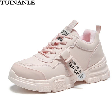 TUINANLE Woman Snow Boots 2020 Winter Shoes Warm Short Plush Fashion Riband Womens Sneakers Zapatillas Mujer Black Sneakers