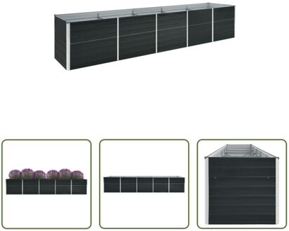 Tuinbak Gegalvaniseerd Staal - 400x80x77 cm - Antraciet Grijs