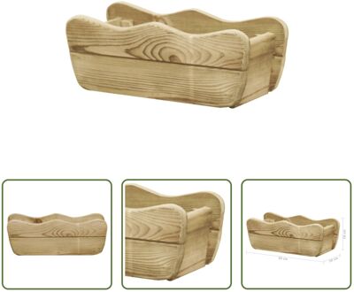 Tuinbak - Grenenhout - 50 x 18 x 18 cm - Met golfachtige randen Bruin