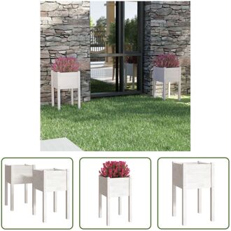 Tuinbak Grenenhout - Wit - 40x40x70 cm - Set van 2