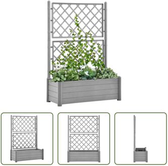 Tuinbak met Trellis 100x43x142 cm - Steengrijs - Weersbestendig PP - 90 L inhoud - Geschikt voor