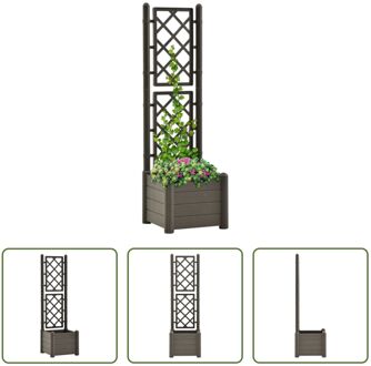 Tuinbak met Trellis - Antraciet - PP - 43x43x142 cm - 30 L Grijs