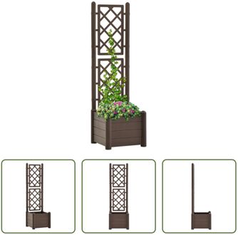 Tuinbak Trellis - 43 x 43 x 142 cm - 30 L - mokka - PP Grijs