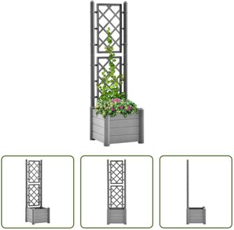 Tuinbak Trellis - 43 x 43 x 142 cm - steengrijs - 30L - PP - voor binnen- en buitengebruik