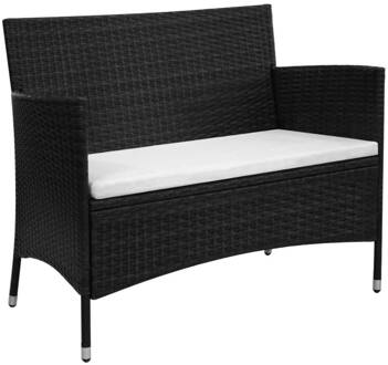 Tuinbank 106 cm poly rattan zwart