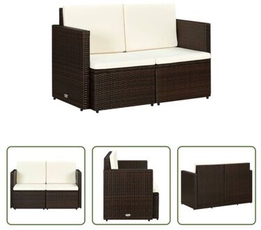 Tuinbank 2-zits Bruin Poly Rattan - 118x65x74 cm - Waterbestendig