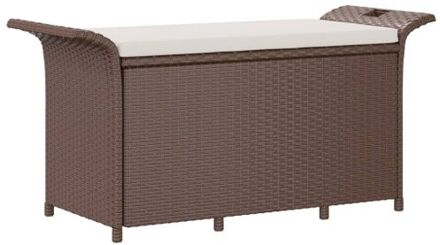 Tuinbank met kussen 116x46x57 cm poly rattan bruin