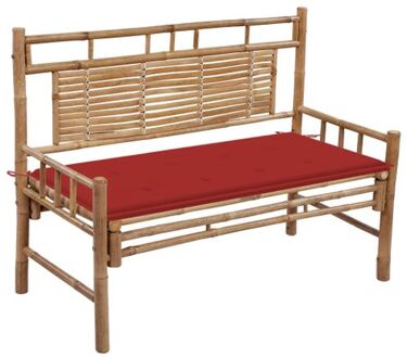 Tuinbank met kussen 120 cm bamboe Rood