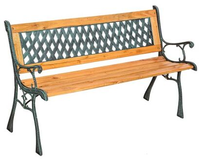 Tuinbank Tamara 2-zitter van hout en gietijzer 128x51x73cm Bruin