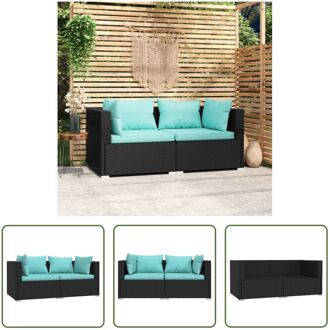 Tuinbank - Zwart - 140 x 70 x 60.5 cm - PE-rattan