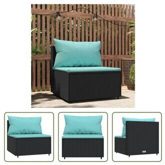 Tuinbank - Zwart - 63x63x57.5 cm - Weerbestendig PE-rattan - gepoedercoat staal