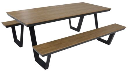 Tuinbankje.nl Arezzo picknickset rechthoek polywood teaklook Crème