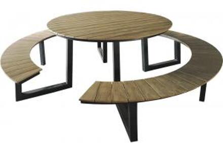 Tuinbankje.nl Arezzo picknickset rond polywood teaklook Crème