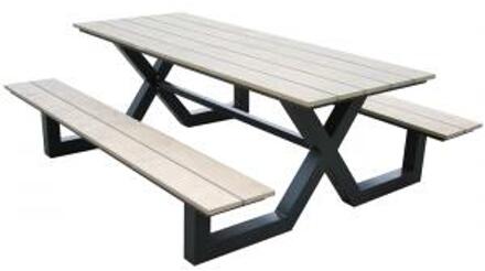 Tuinbankje.nl Kelvin Picknicktafel Beige, Grijs