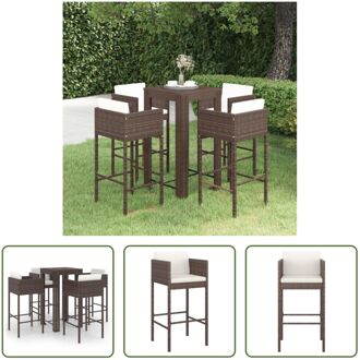 Tuinbarset - Bruin - PE-rattan en staal - 60.5 x 60.5 x 110.5 cm - Inclusief kussens