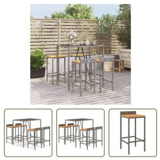 Tuinbarset Grijs PE-rattan - 110x70x110cm - Weerbestendig materiaal