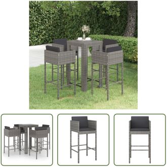 Tuinbarset - Grijs PE-rattan en Staal - 60.5 x 60.5 x 110.5 cm - Inclusief kussens