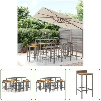 Tuinbarset - Grijs - PE-rattan - Gepoedercoat staal - Acaciahout - 180x70x110cm