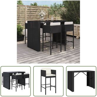 Tuinbarset - PE-rattan - Zwart - 145x80x110 cm