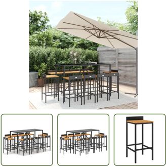 Tuinbarset - Rattan - Zwart - 180x70x110 cm - Gehard glas