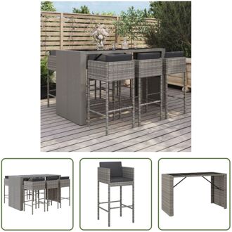 Tuinbarset - Trendy - Tuinmeubelen - Afmetingen- 185 x 80 x 110 cm - Weerbestendig PE-rattan Grijs