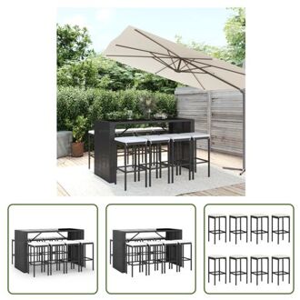 Tuinbarset Zwart PE-rattan - 185x80x110 cm - Weerbestendig materiaal