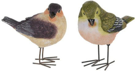 Tuinbeeldjes decoratie vogeltjes - 2x stuks - metaal - 10 cm - binnen/buiten