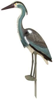 Tuindecoratie Reiger dierenbeeld - kunststof - 72 cm - vogelverschrikker - Tuinbeelden Multikleur