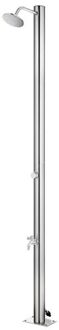Tuindouche - Modern ontwerp - Roestvrij staal - Weerbestendig - Hoofd- en voetkraan - 215 cm hoog - 20 Zilverkleurig