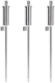 Tuinfakkel - Set van 7x stuks - 115 cm - RVS zilver - glasvezel lont - op lampenolie - oliefakkel
