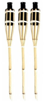 Tuinfakkels - 3 stuks - bamboe - met oliehouder - 60 cm - fakkels Multi