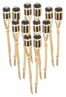 Tuinfakkels voor lampenolie - 12x stuks - 60 cm - bamboe hout - buiten - navulbaar